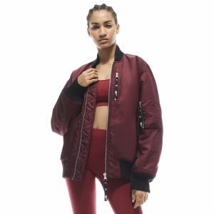 Reebok VB Oversized Bomber Jacke Damen - Bordeaux - DE 173-NVR